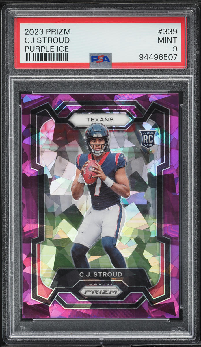 2023 Panini Prizm Purple Ice C.J. Stroud ROOKIE /225 #339 PSA 9 MINT