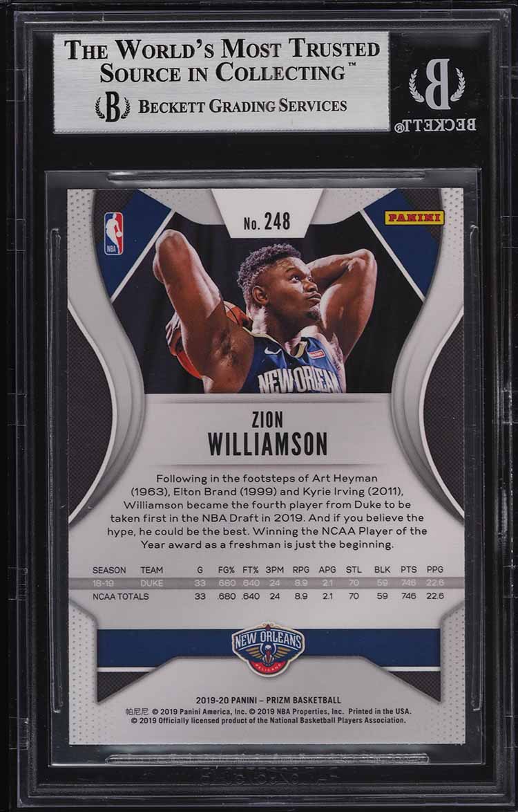 2019 Panini Prizm Zion Williamson ROOKIE #248 BGS 9 MINT