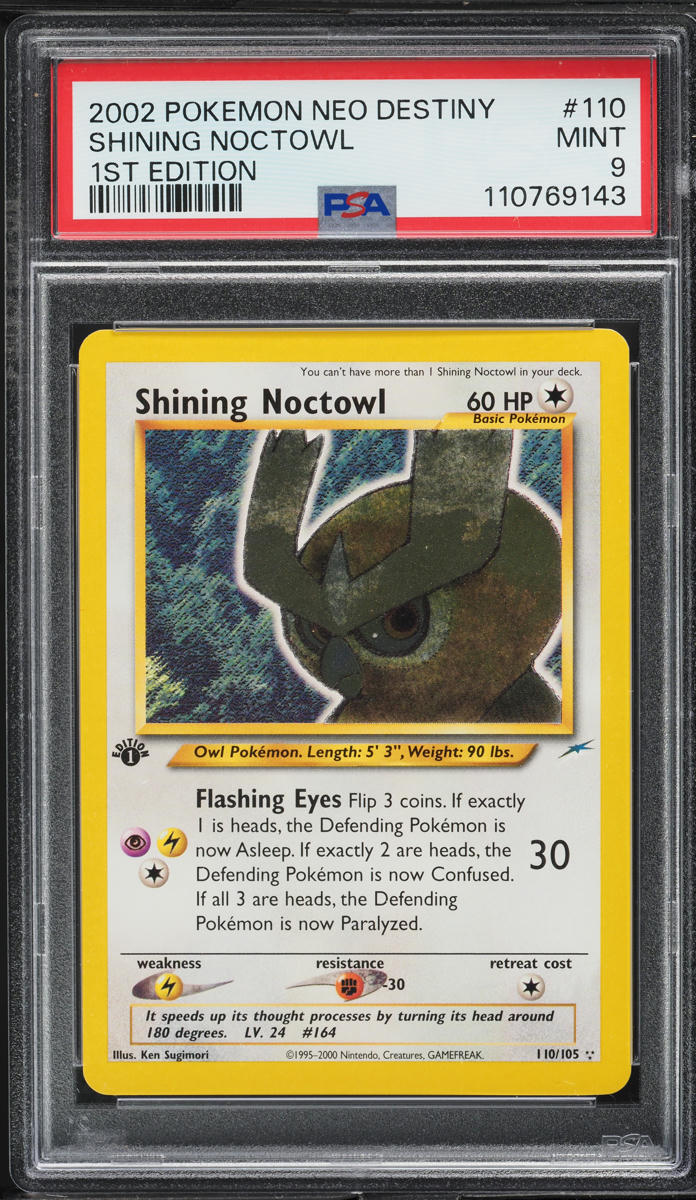 2002 Pokemon Neo Destiny 1st Edition Shining Noctowl #110 PSA 9 MINT