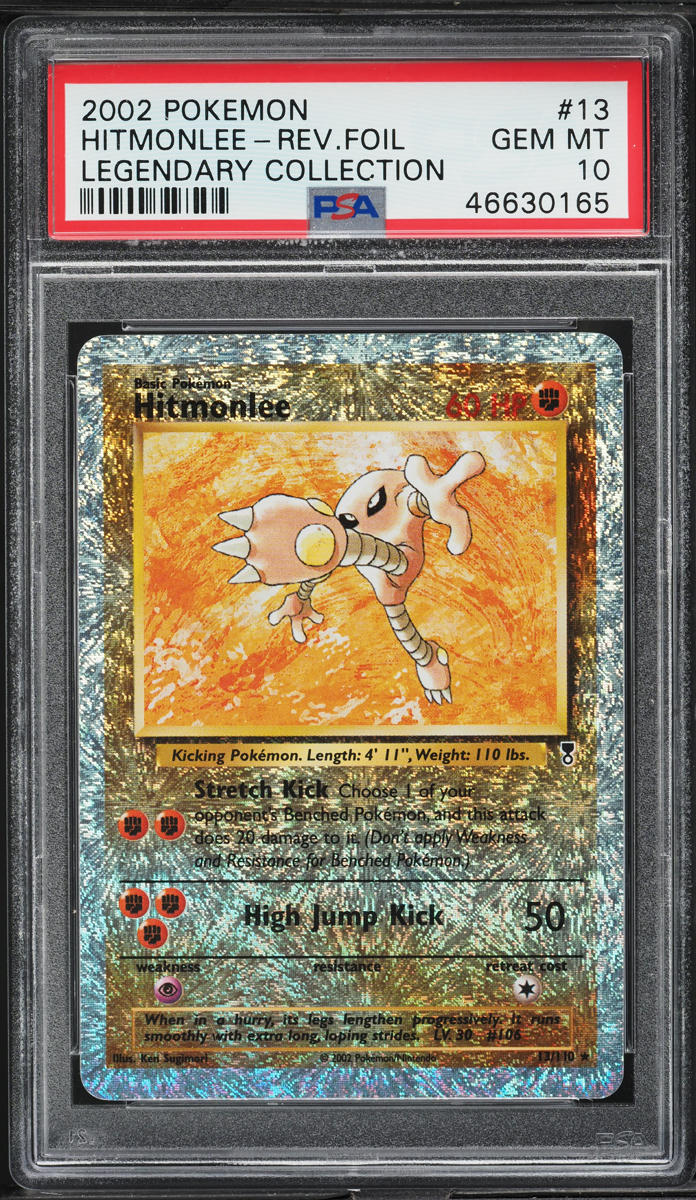 2002 Pokemon Legendary Collection Reverse Holo Hitmonlee #13 PSA 10 GEM MINT