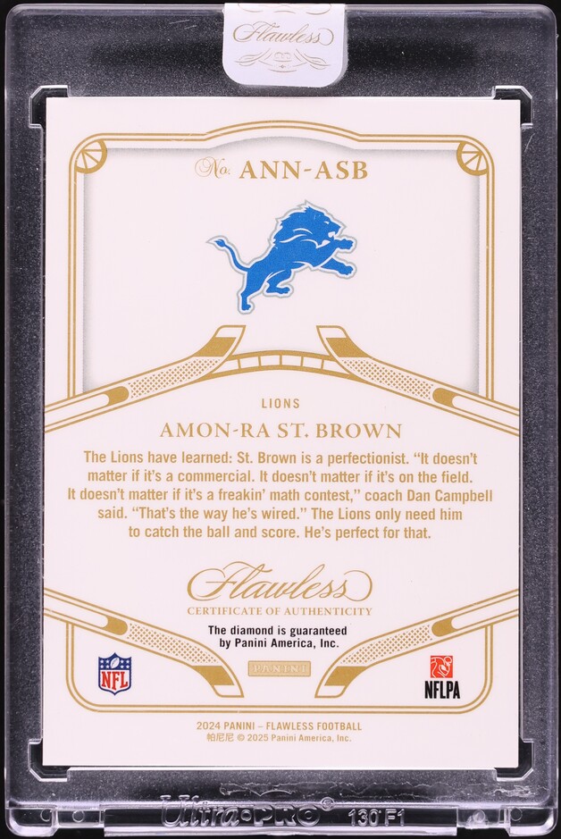 2024 Panini Flawless 10th Anniversary Diamond Gems Amon-Ra St. Brown 5/5 #ANN-ASB - Photo 2