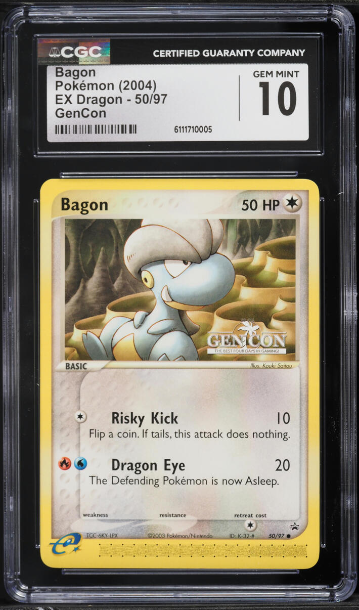 2004 Pokemon EX Dragon GenCon Bagon #50 CGC 10 GEM MINT