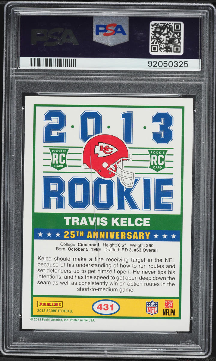 2013 Score Blue Travis Kelce ROOKIE #431 PSA 8 NM-MT