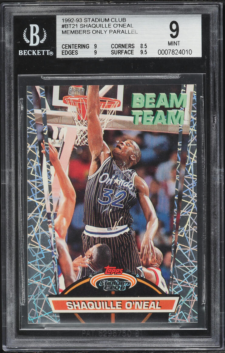 1992 Stadium Club Beam Team Members Only Shaquille O'Neal ROOKIE #21 BGS 9 MINT