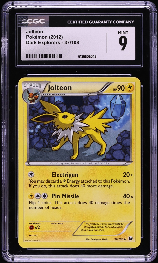 2012 Pokemon Black & White Dark Explorers Jolteon #37 CGC 9 MINT