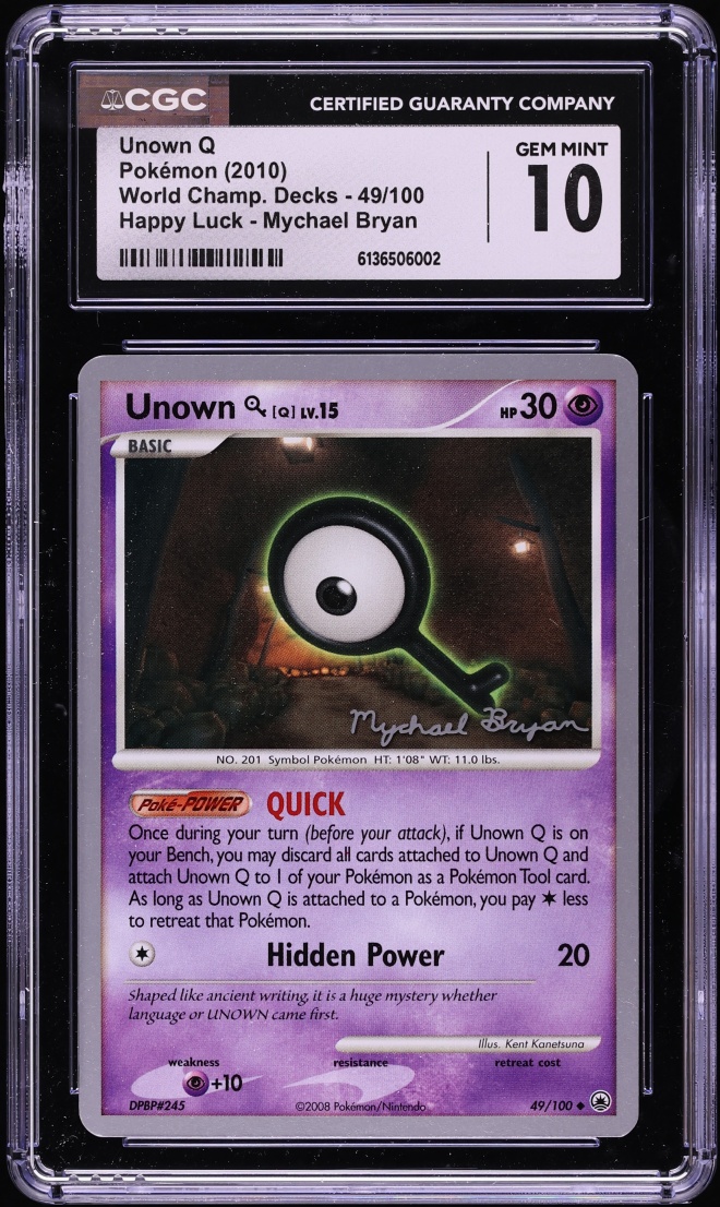 2010 Pokemon World Championships Deck Happy Luck Unown Q #49 CGC 10 GEM MINT