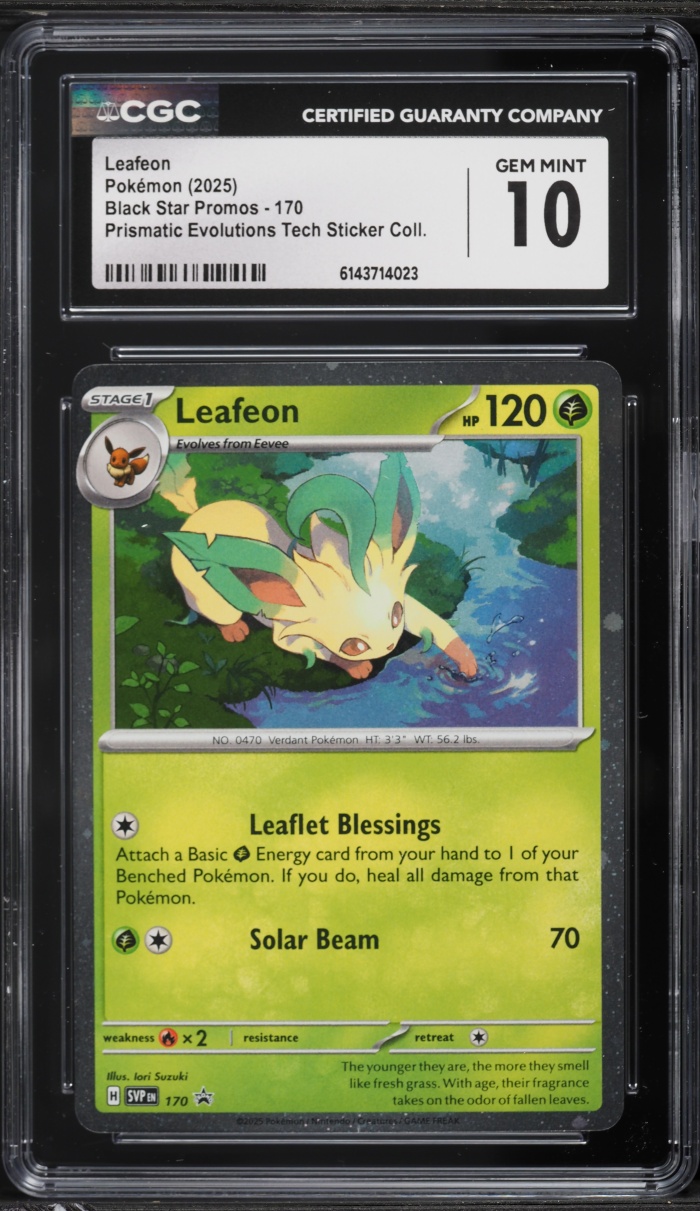2025 Pokemon Scarlet & Violet Promo Prismatic Evolutions Tech Sticker Leafeon #170 CGC 10 GEM