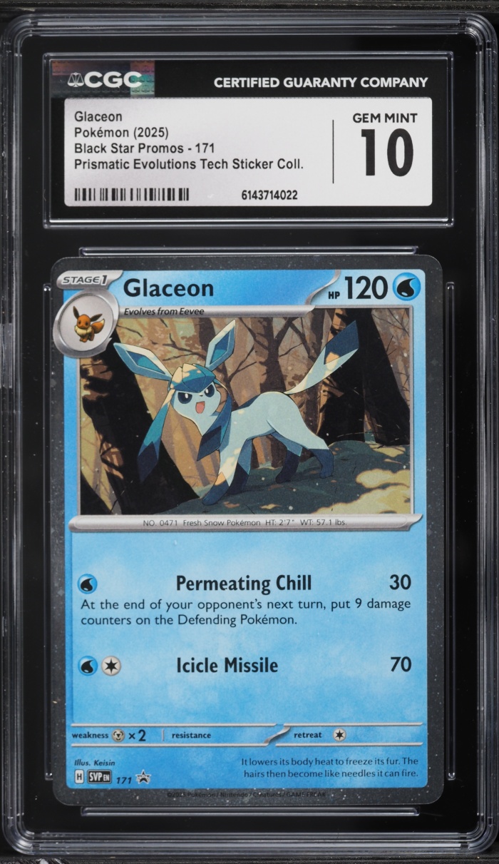 2025 Pokemon Scarlet & Violet Promo Prismatic Evolution Glaceon #171 CGC 10 GEM MINT