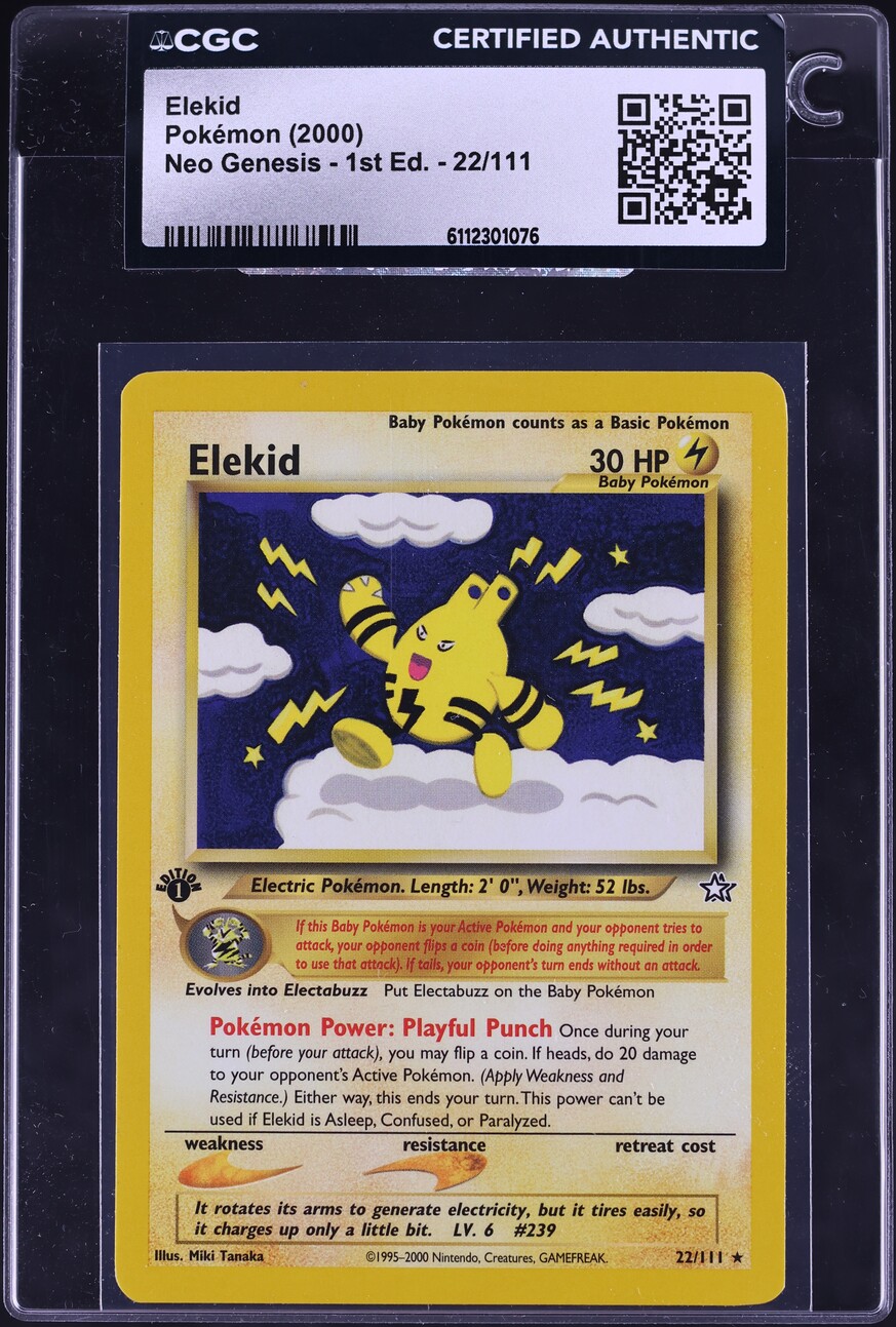 2000 Pokemon Neo Genesis 1st Edition Elekid #22 CGC AUTH