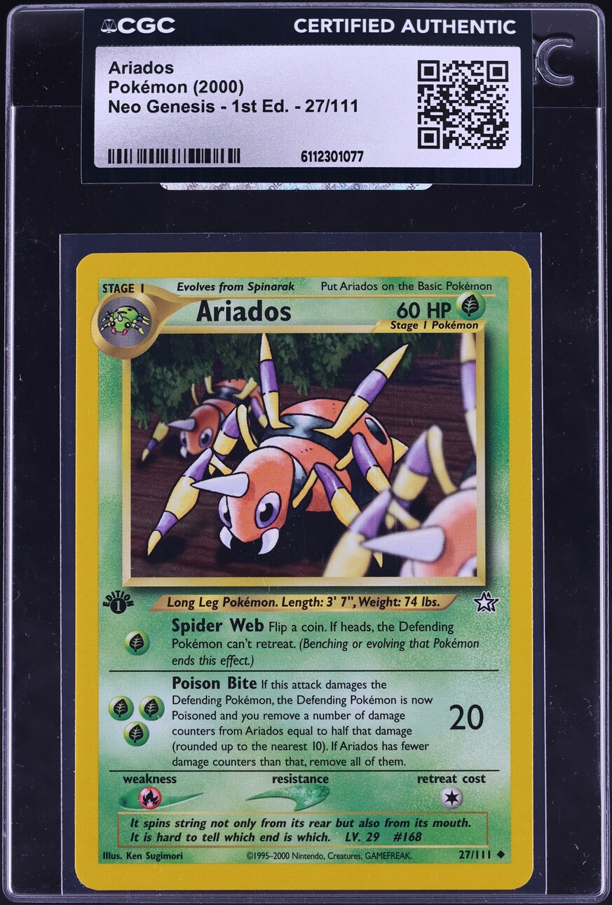 2000 Pokemon Neo Genesis 1st Edition Ariados #27 CGC AUTH