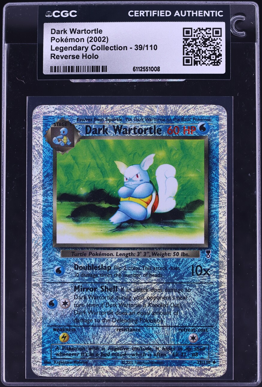 2002 Pokemon Legendary Collection Reverse Holo Dark Wartortle #39 CGC AUTH