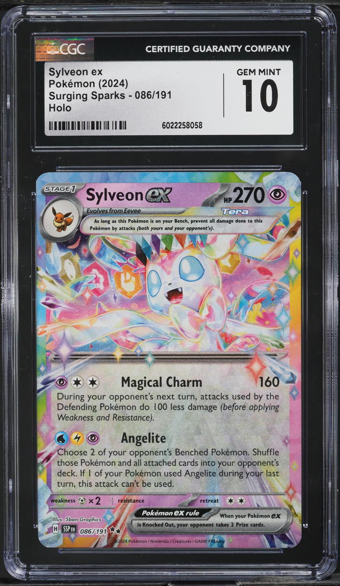 2024 Pokemon Scarlet & Violet Surging Sparks Holo Sylveon ex #86 CGC 10 GEM MINT