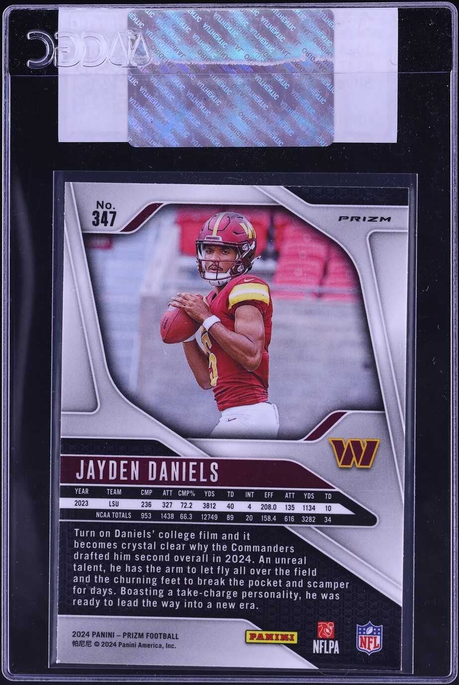 2024 Panini Prizm Silver Jayden Daniels ROOKIE #347 CGC AUTH