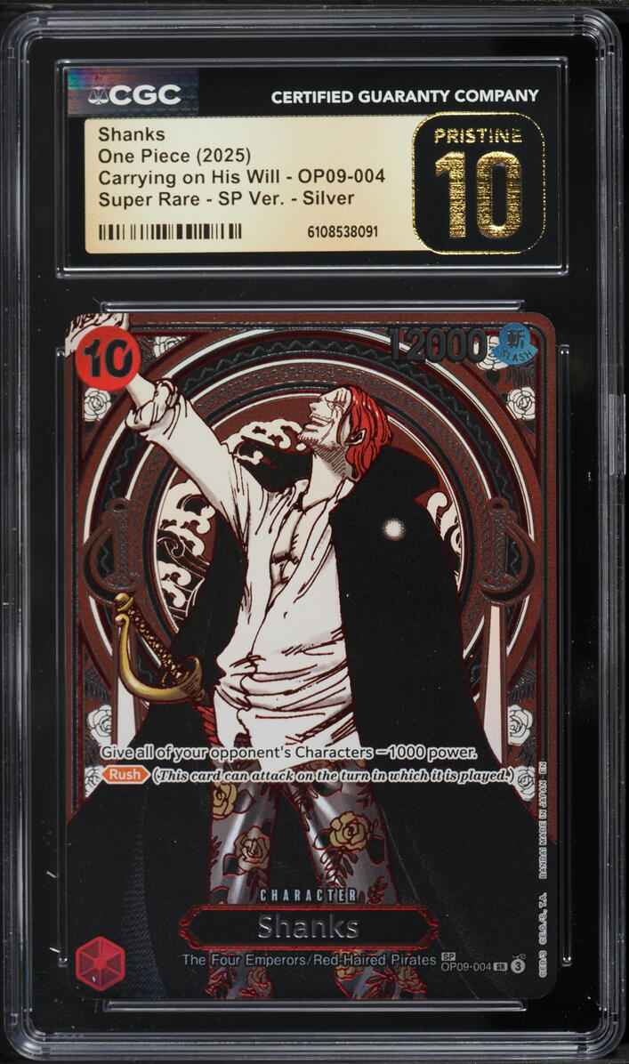 2025 One Piece Carrying On His Will Alt Art Silver Shanks #OP09-004 CGC 10 PRISTINE