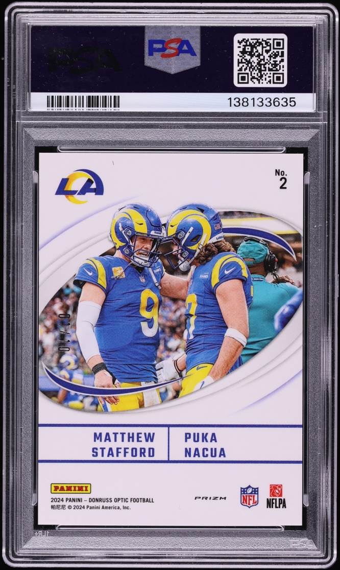 2024 Donruss Optic Best Tuddys Gold Matthew Stafford Puka Nacua #2 PSA 10 GEM MINT - Photo 2