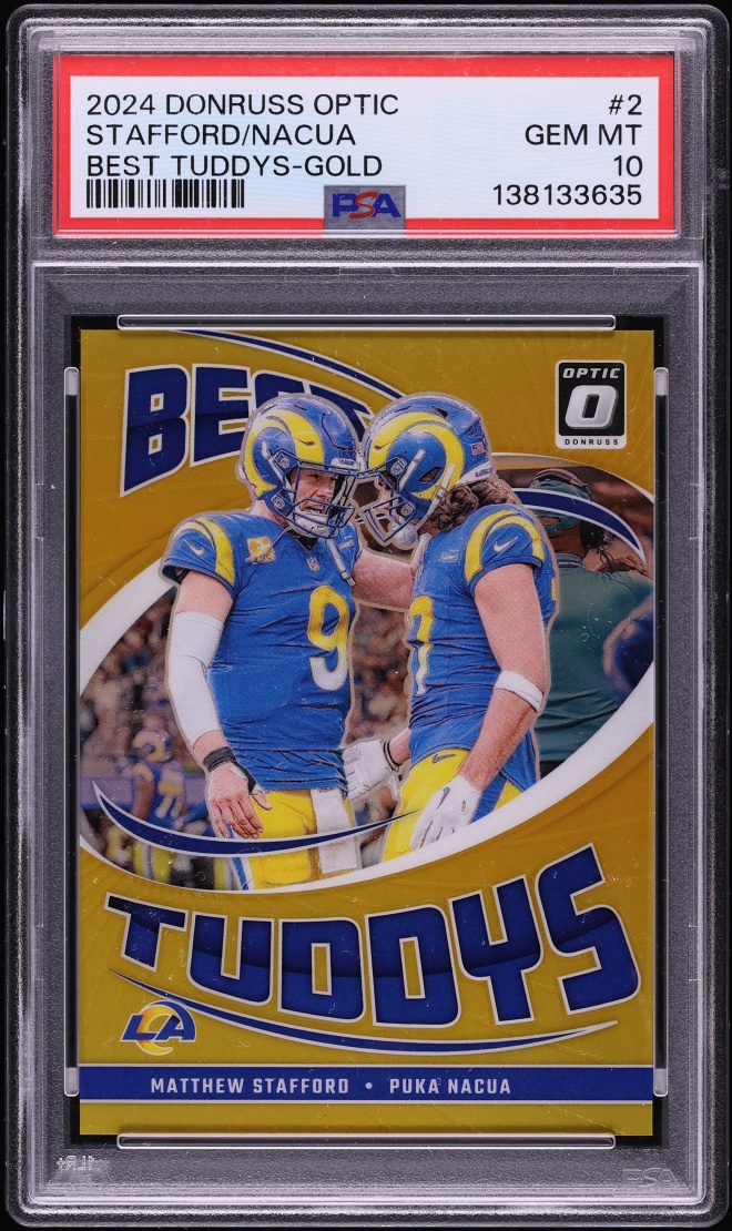 2024 Donruss Optic Best Tuddys Gold Matthew Stafford Puka Nacua #2 PSA 10 GEM MINT