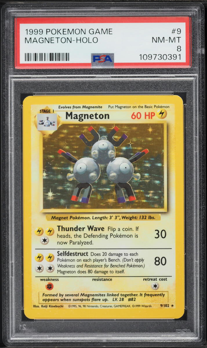 1999 Pokemon Base Set Holo Magneton #9 PSA 8 NM-MT