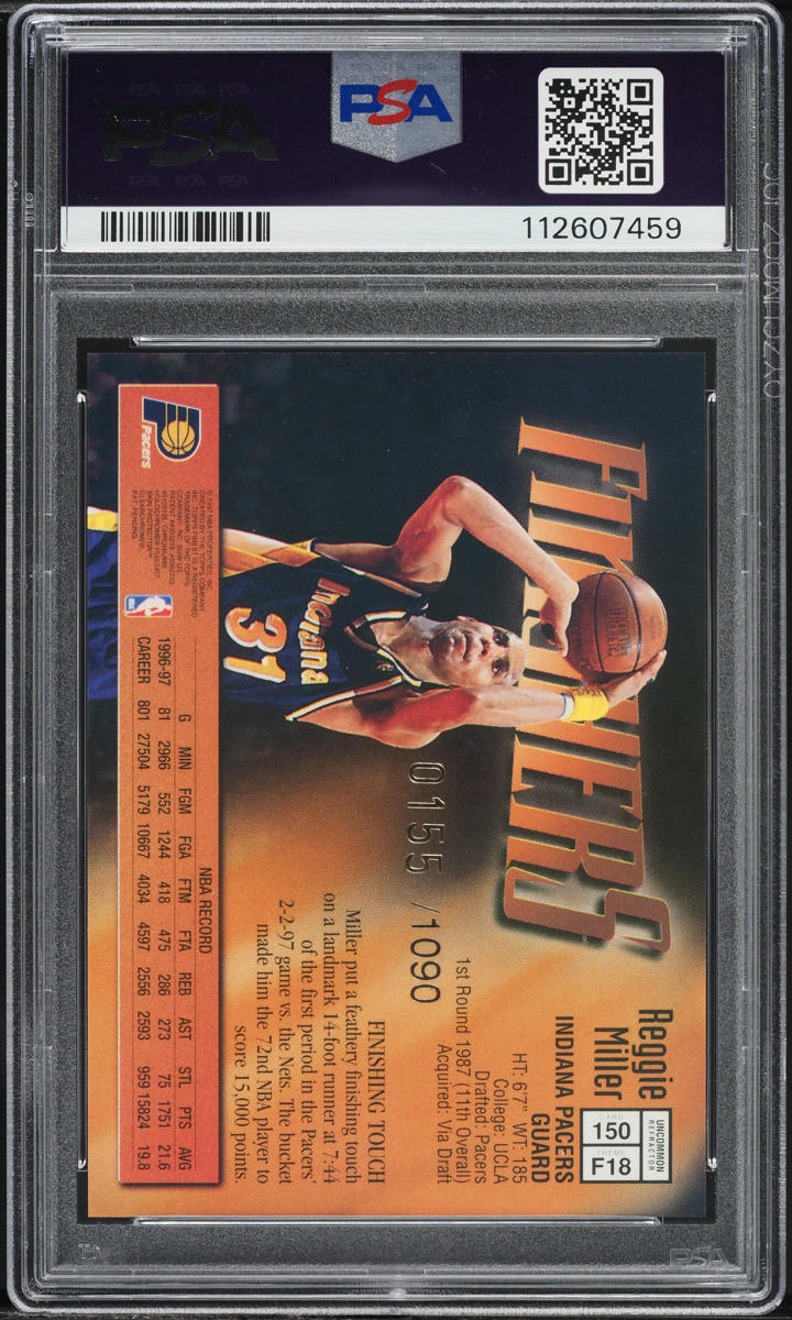 1997 Finest Refractor Reggie Miller #150 PSA 10 GEM MINT