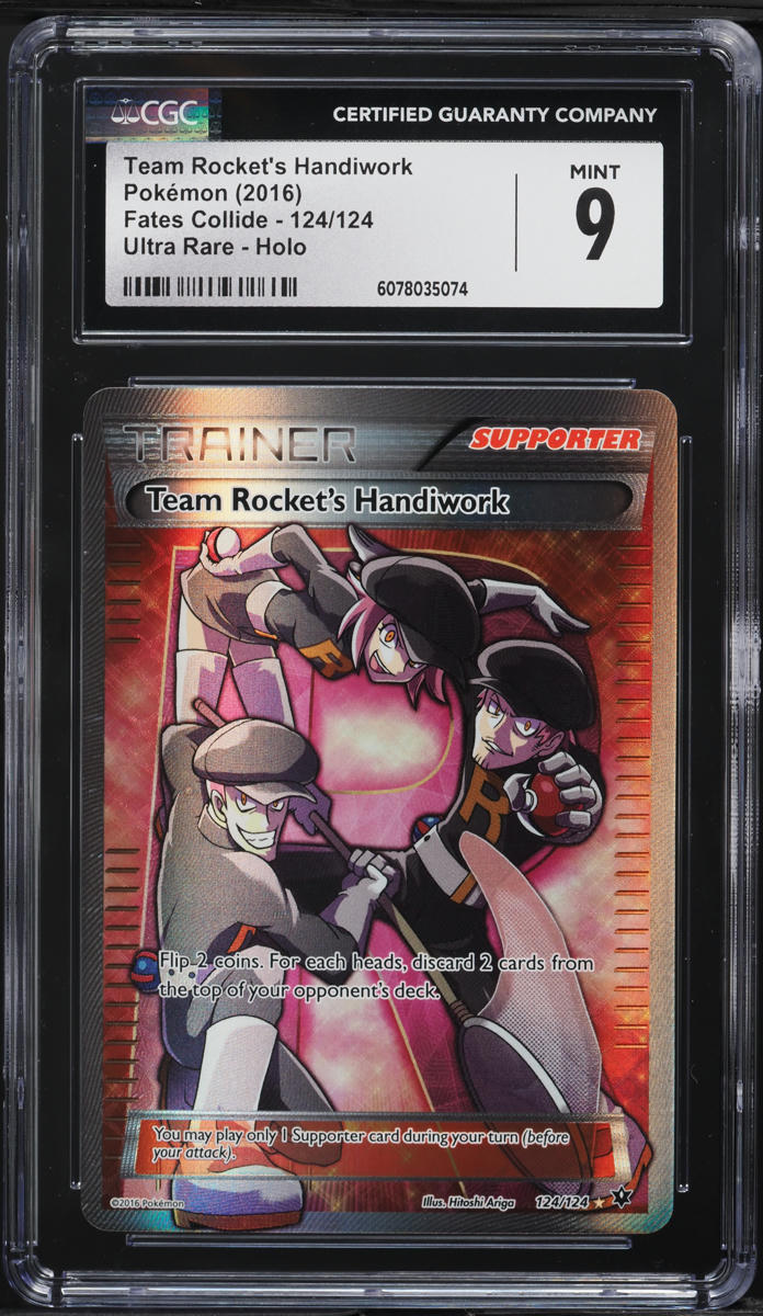 2016 Pokemon XY Fates Collide Full Art Team Rocket's Handiwork #124 CGC 9 MINT