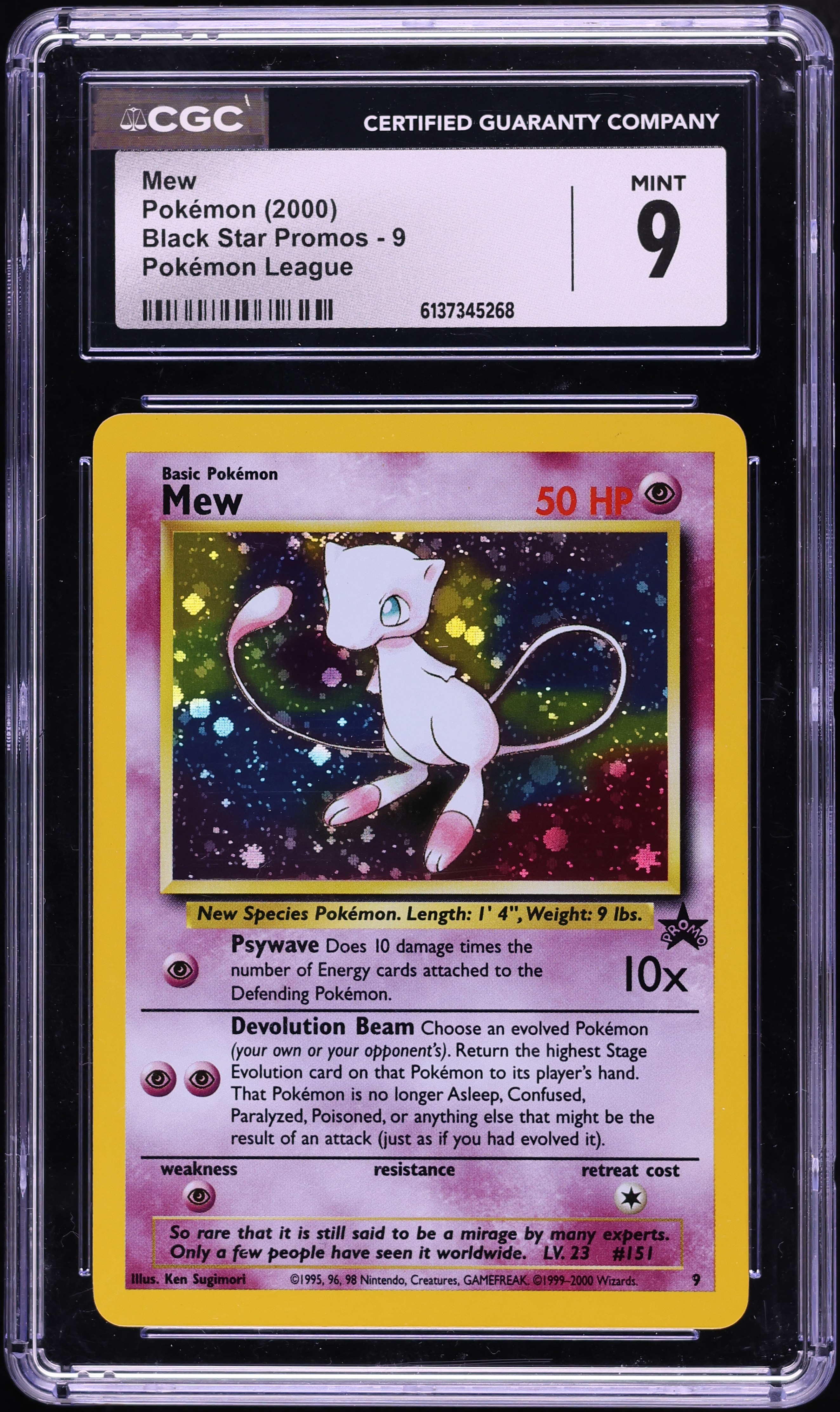 2000 Pokemon League Black Star Promo Holo Mew #9 CGC 9 MINT