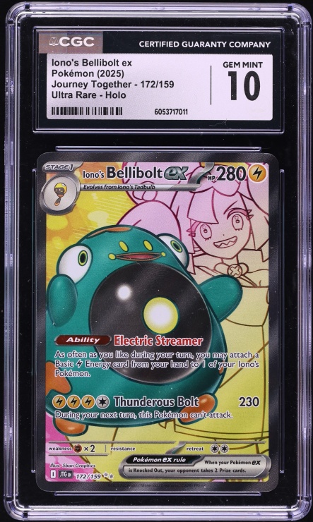 2025 Pokemon SV Journey Together Full Art Iono's Bellibolt ex #172 CGC 10 GEM MINT