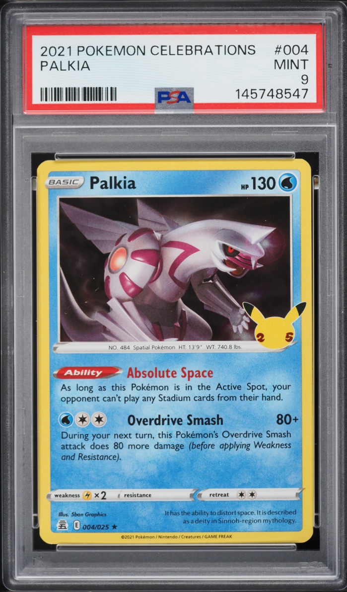 2021 Pokemon Sword & Shield Celebrations Holo Palkia #4 PSA 9 MINT