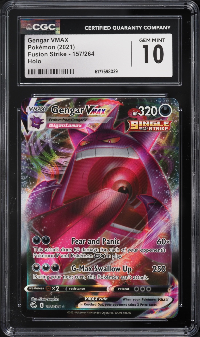 2021 Pokemon Sword & Shield Fusion Strike Full Art Gengar VMAX #157 CGC 10 GEM MINT