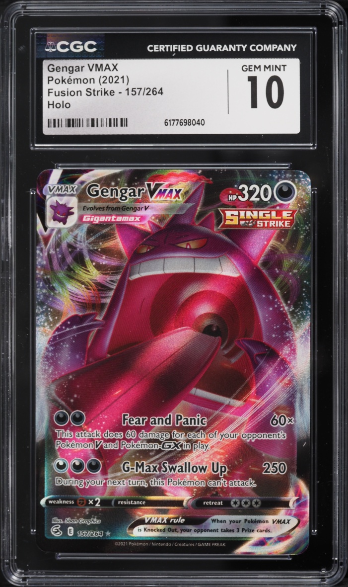 2021 Pokemon Sword & Shield Fusion Strike Full Art Gengar VMAX #157 CGC 10 GEM MINT
