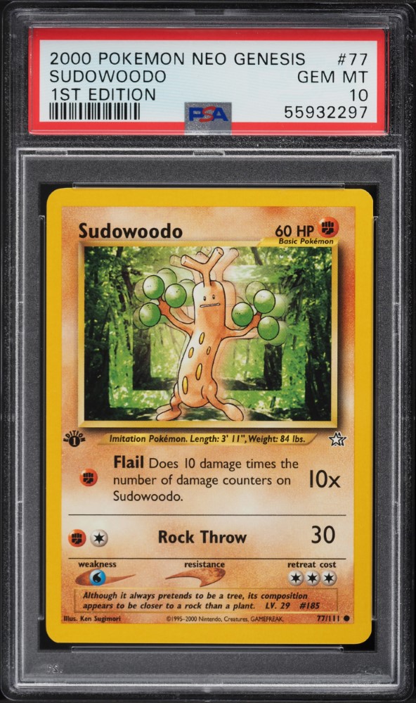 2000 Pokemon Neo Genesis 1st Edition Sudowoodo #77 PSA 10 GEM MINT