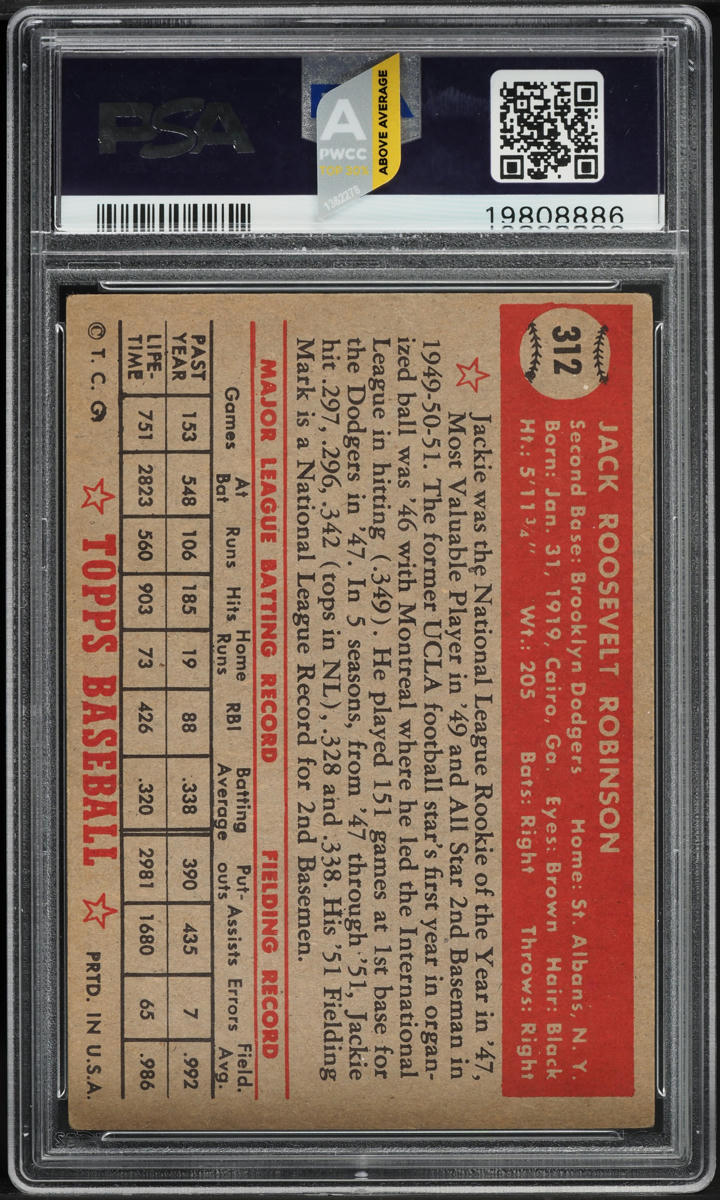 1952 Topps Jackie Robinson #312 PSA 4 VGEX
