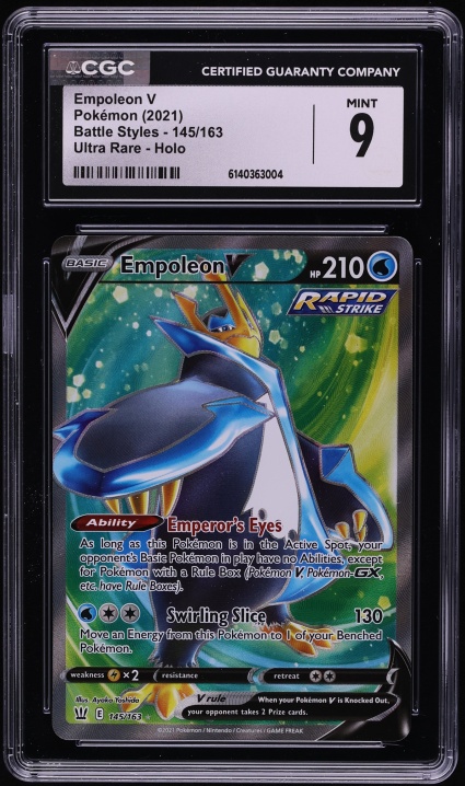 2021 Pokemon Sword & Shield Battle Styles Full Art Empoleon V #145 CGC 9 MINT