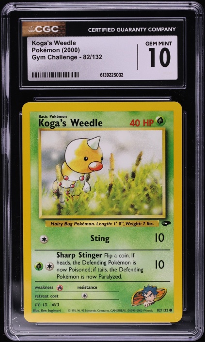 2000 Pokemon Gym Challenge Koga's Weedle #82 CGC 10 GEM MINT