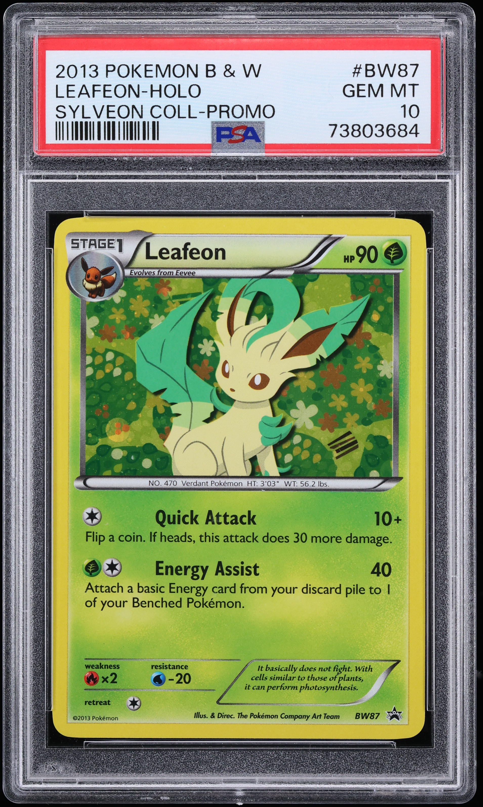 2013 Pokemon Black & White Promo Sylveon Collection Holo Leafeon #BW87 PSA 10 GEM MINT