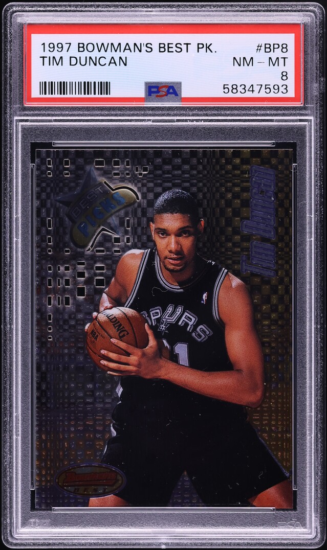 1997 Bowman's Best Picks Tim Duncan ROOKIE #BP8 PSA 8 NM-MT