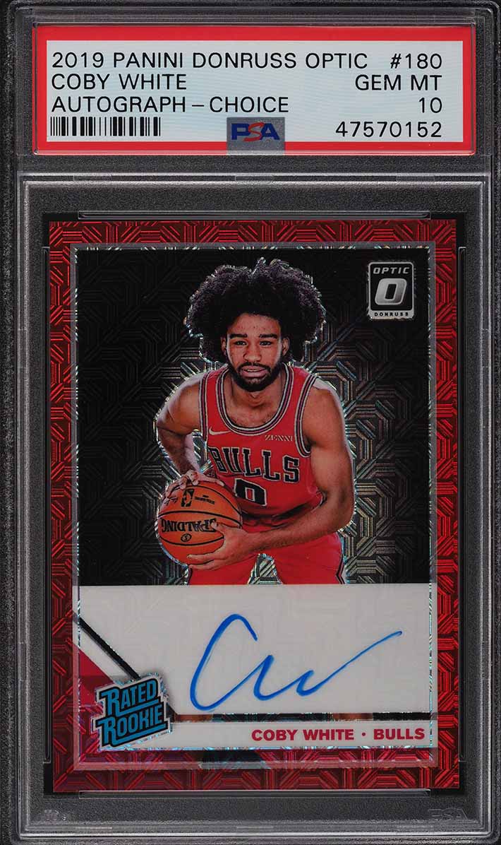 2019 Donruss Optic Choice Coby White ROOKIE RC AUTO #180 PSA 10 GEM MINT