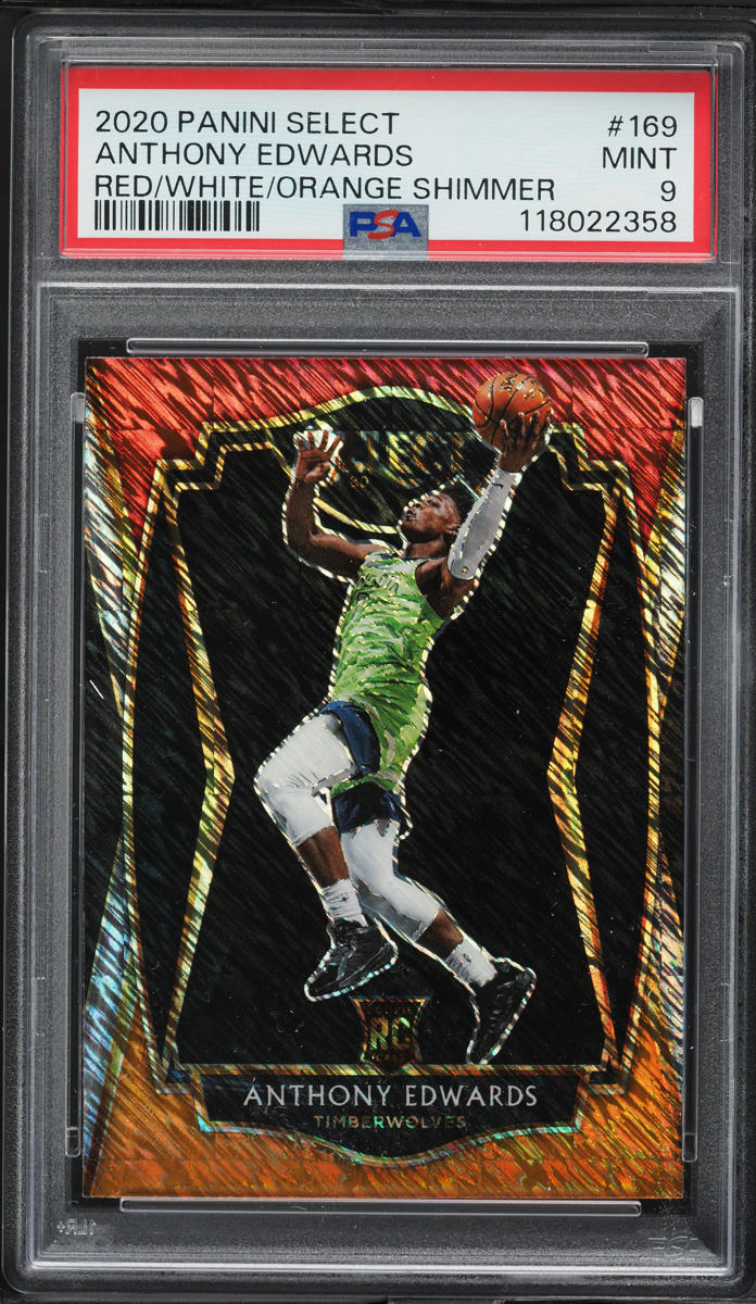 2020 Select Premier Level Red White Orange Shimmer Anthony Edwards ROOKIE PSA 9