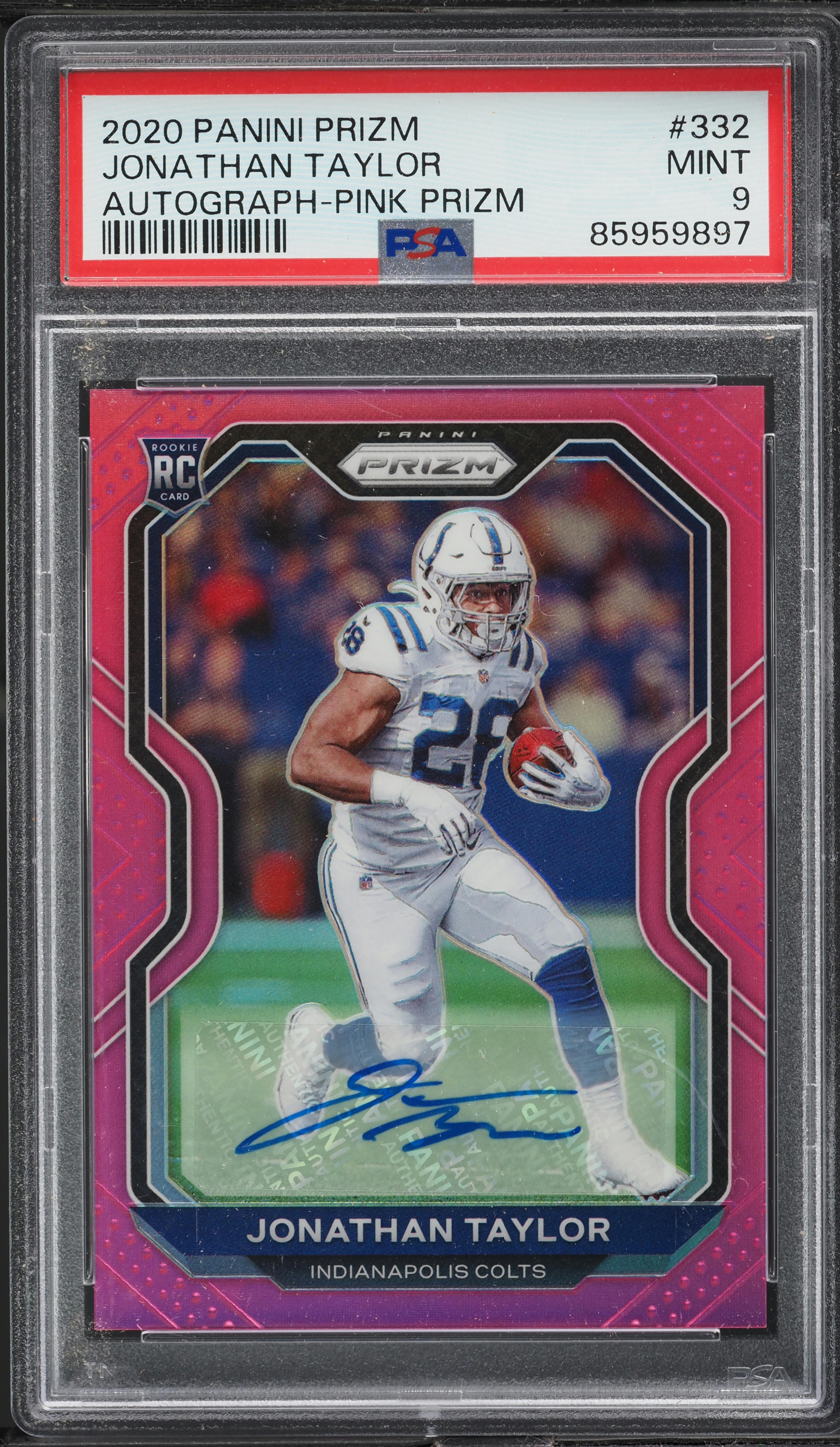 2020 Panini Prizm Pink Jonathan Taylor ROOKIE AUTO #332 PSA 9 MINT