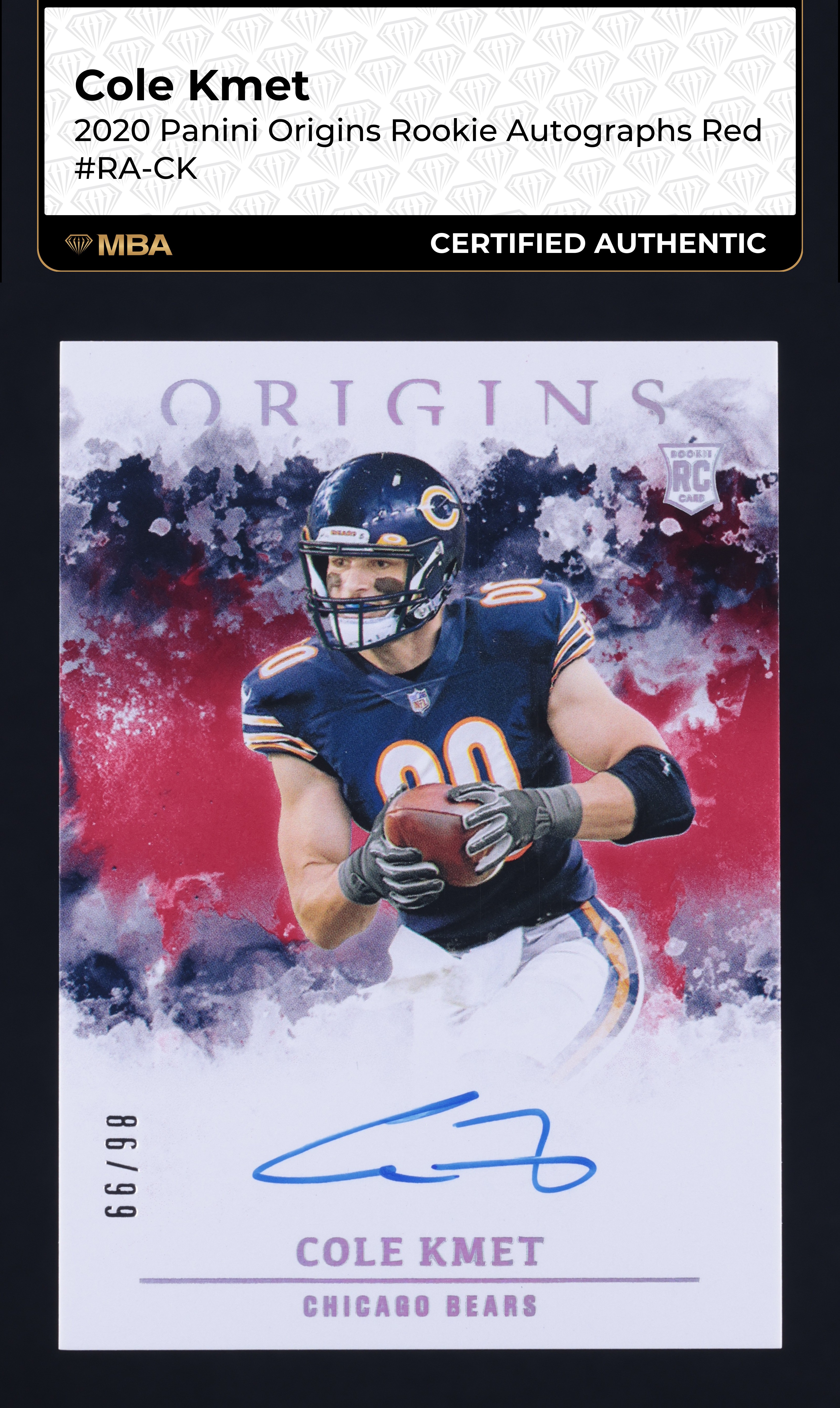 2020 Panini Origins Red Cole Kmet ROOKIE AUTO /99 #RA-CK MBA AUTH