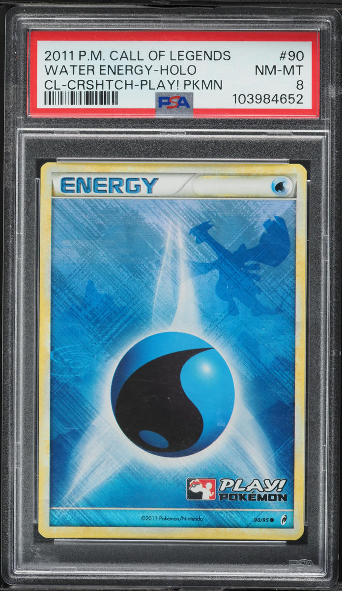 2011 Pokemon Call Of Legends Play! Promo Crosshatch Holo Water Energy #90 PSA 8 NM-MT