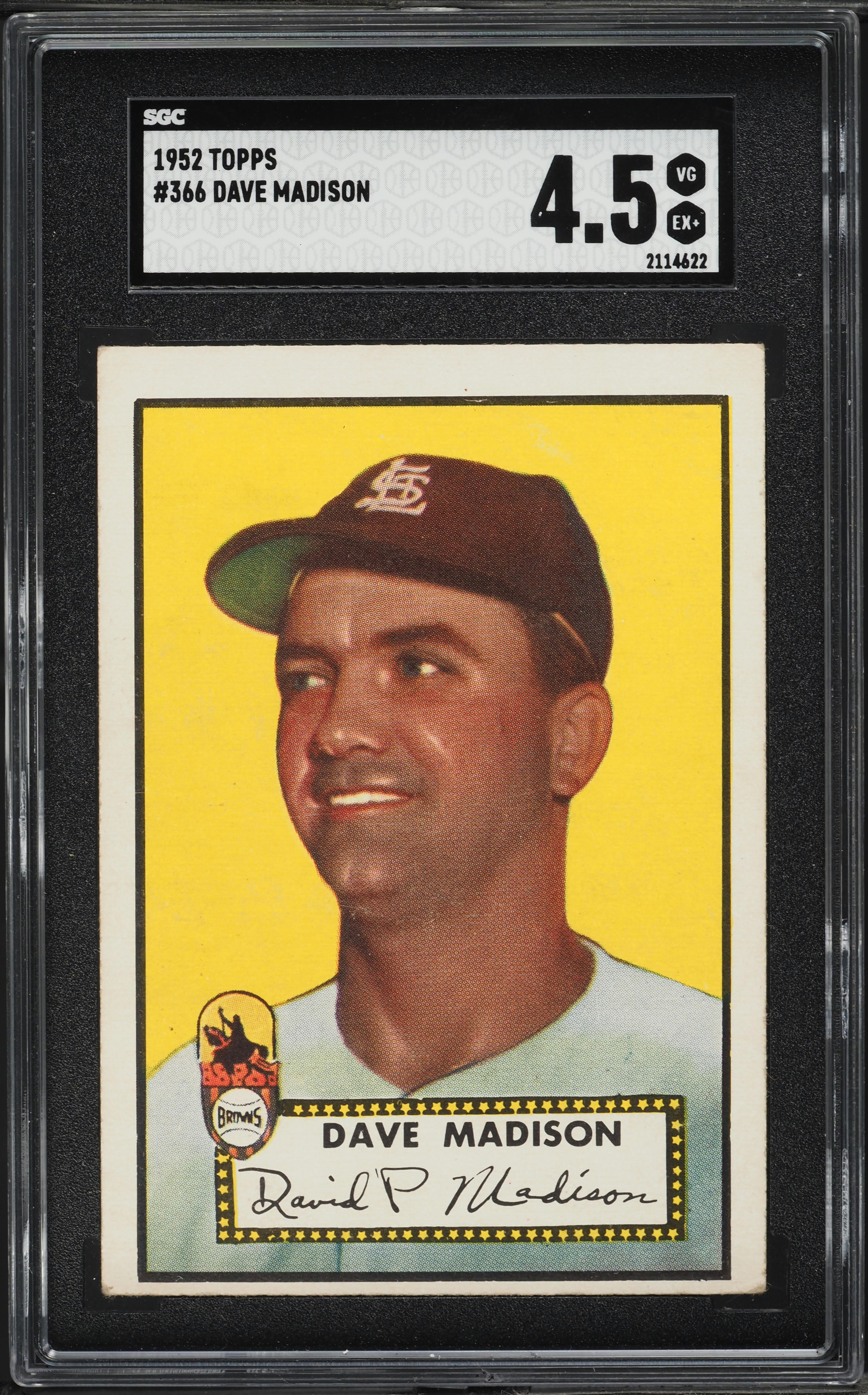 1952 Topps Dave Madison #366 SGC 4.5 VGEX+