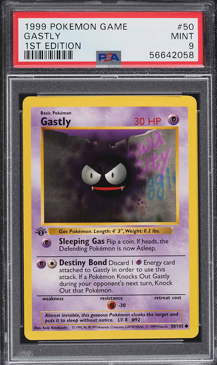 1999 Pokemon Base Set Shadowless 1st Edition Gastly #50 PSA 9 MINT