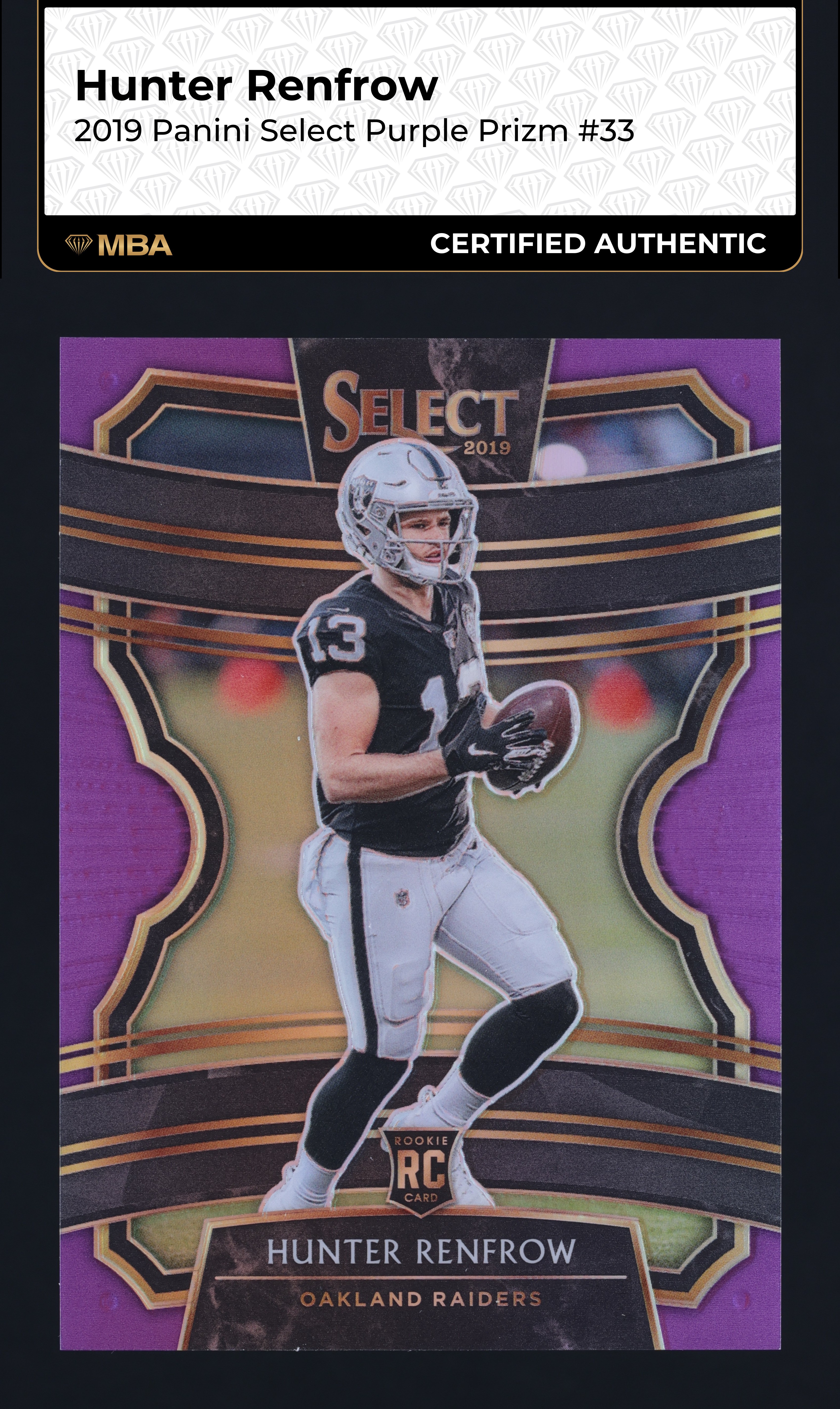 2019 Select Concourse Purple Prizm Hunter Renfrow ROOKIE /75 #33 MBA AUTH