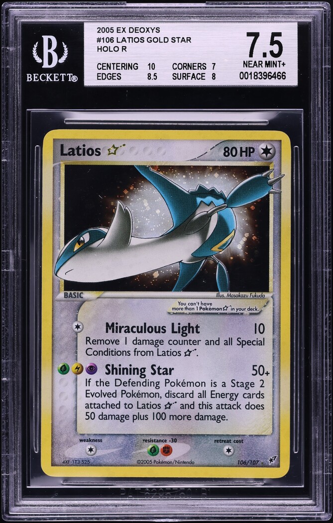 2005 Pokemon EX Deoxys Holo Latios Gold Star #106 BGS 7.5 NRMT+