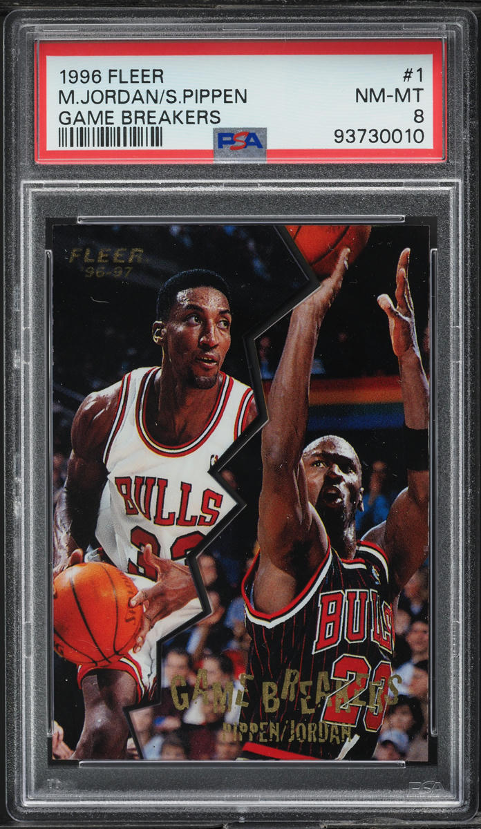 1996 Fleer Game Breakers Michael Jordan & Scottie Pippen #1 PSA 8 NM-MT