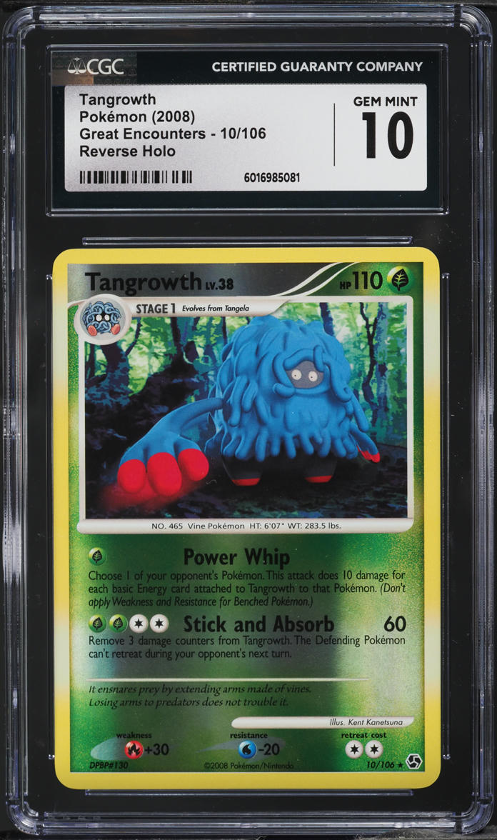 2008 Pokemon Diamond & Pearl Great Encounters Reverse Holo Tangrowth #10 CGC 10