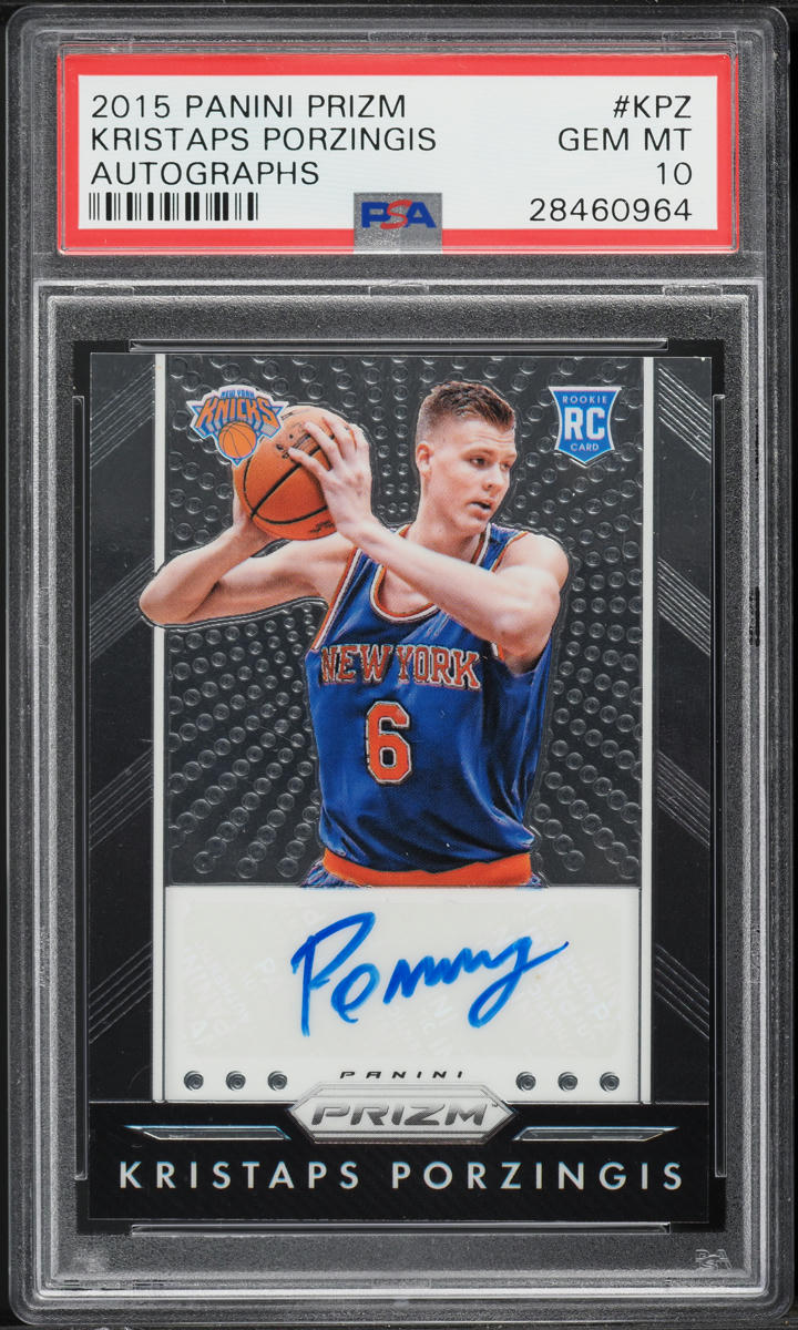 2015 Panini Prizm Kristaps Porzingis ROOKIE AUTO #P-KPZ PSA 10 GEM MINT