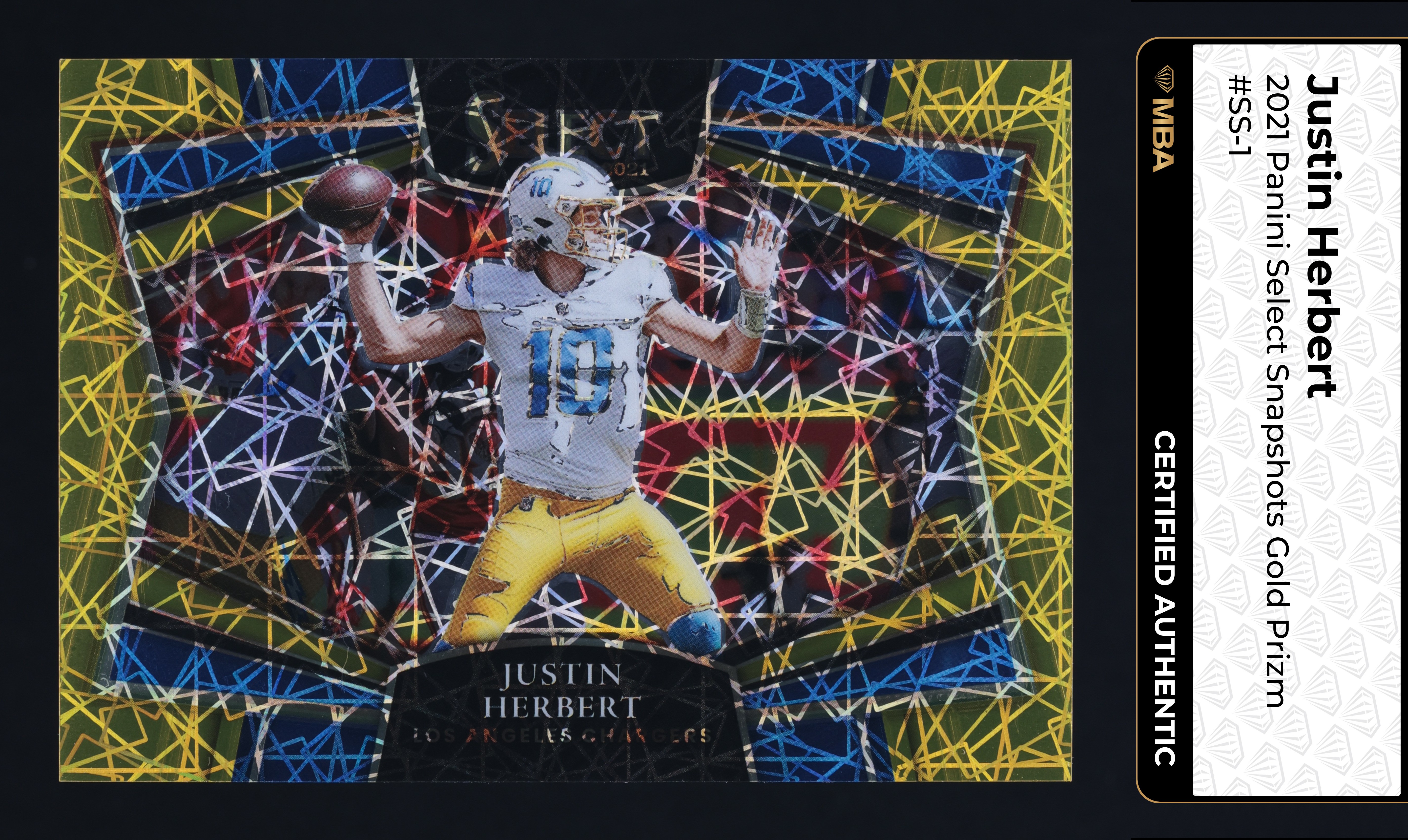 2021 Select Snapshots Gold Prizm Justin Herbert /10 #SS-1 MBA AUTH