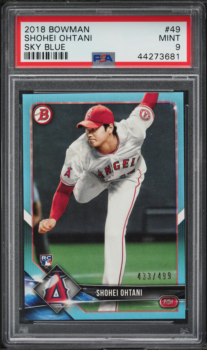 2018 Bowman Sky Blue Shohei Ohtani ROOKIE /499 #49 PSA 9 MINT