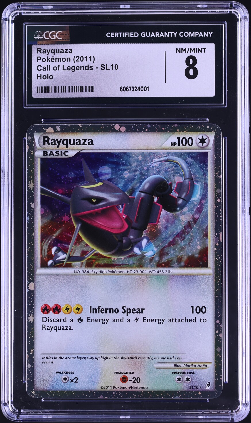 2011 Pokemon Call of Legends Holo Rayquaza #SL10 CGC 8 NM-MT