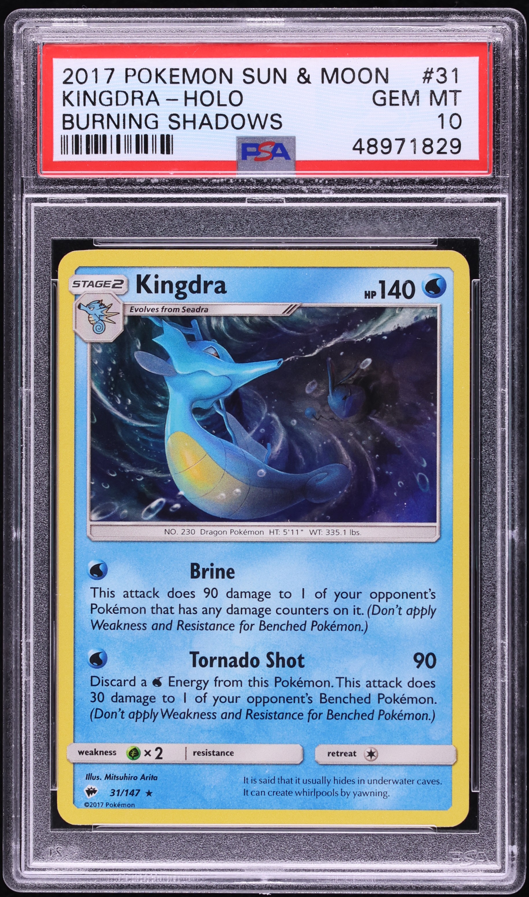 2017 Pokemon Sun & Moon Burning Shadows Holo Kingdra #31 PSA 10 GEM MINT